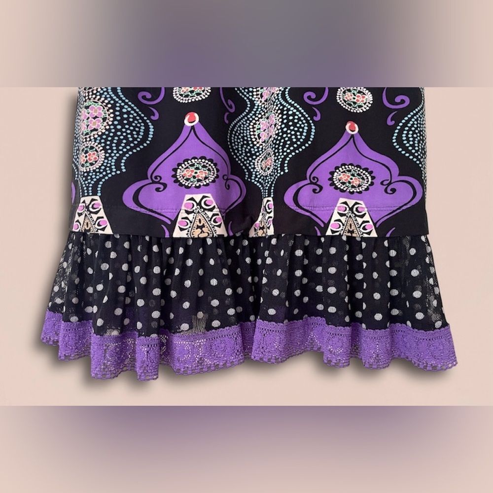 VTG California Dynasty 70s Hippie Polka Dot Pattern Dress Slip in Purple & Black - Picture 6 of 10